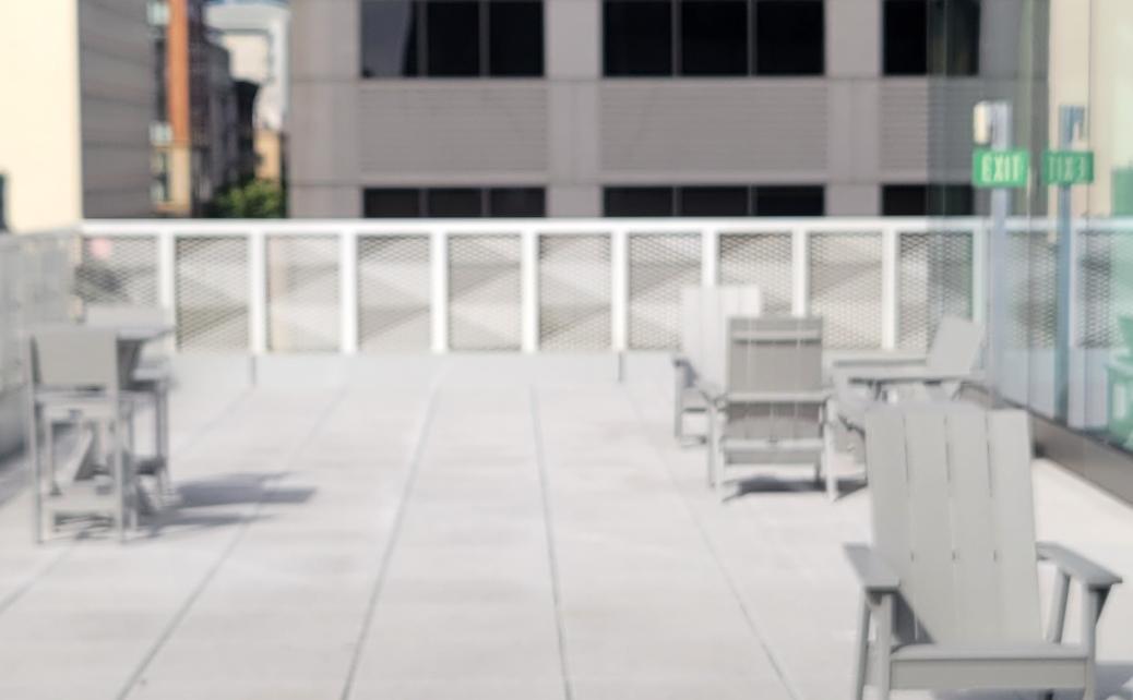 grey furniture on an outdoor terrace