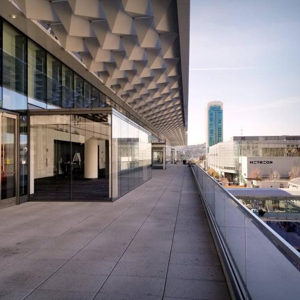 view of the length of the terrace with the Metreon in the background